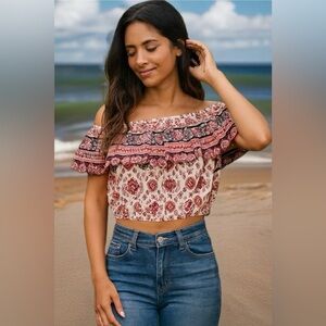 Off shoulder crop top size medium